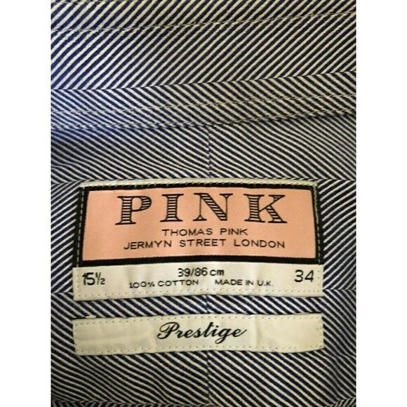 Thomas Pink Prestige Shirt Mens Medium  Blue French Cuff London Made UK - Picture 10 of 11